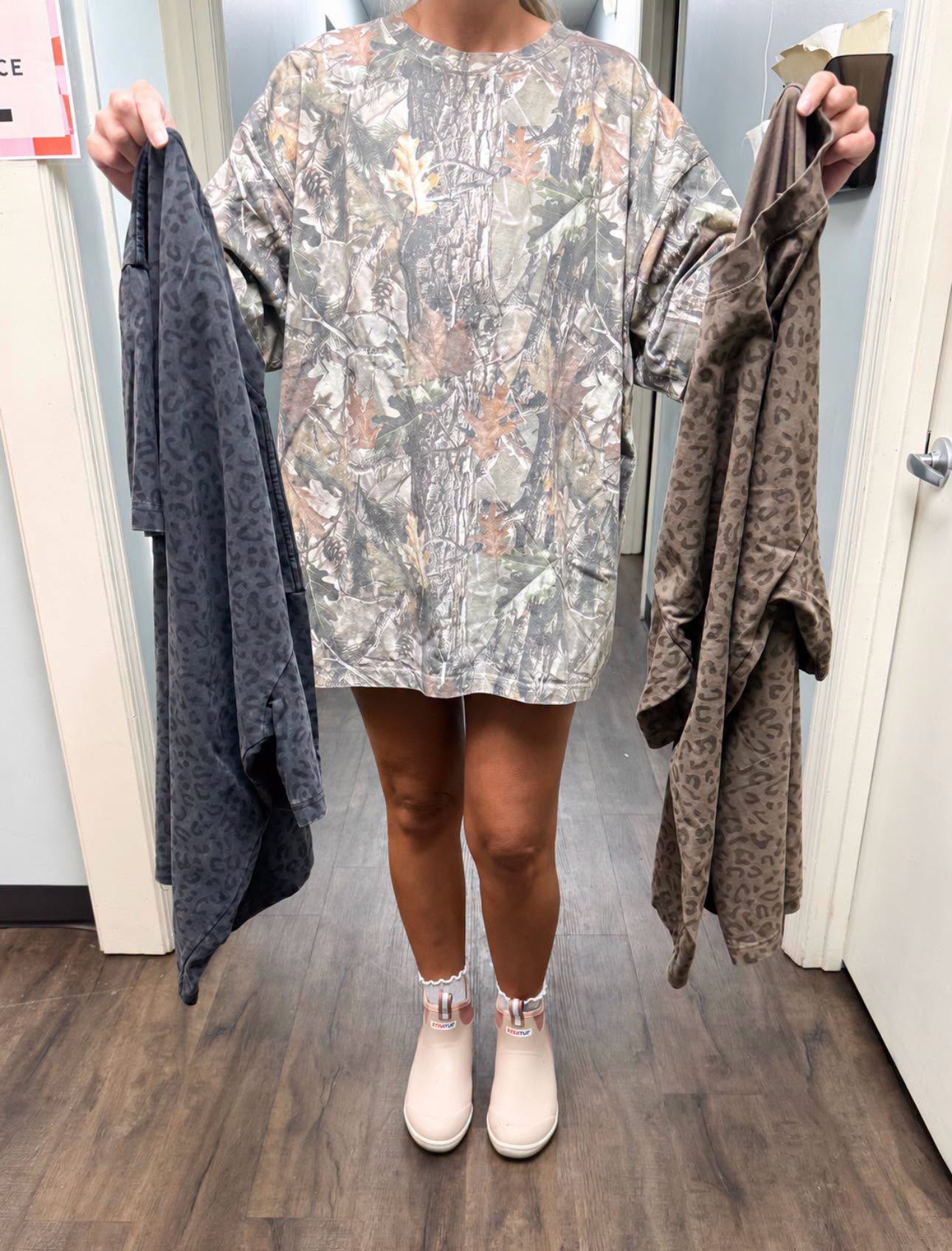 Vintage Grey Wood Camo Oversized Box Tee