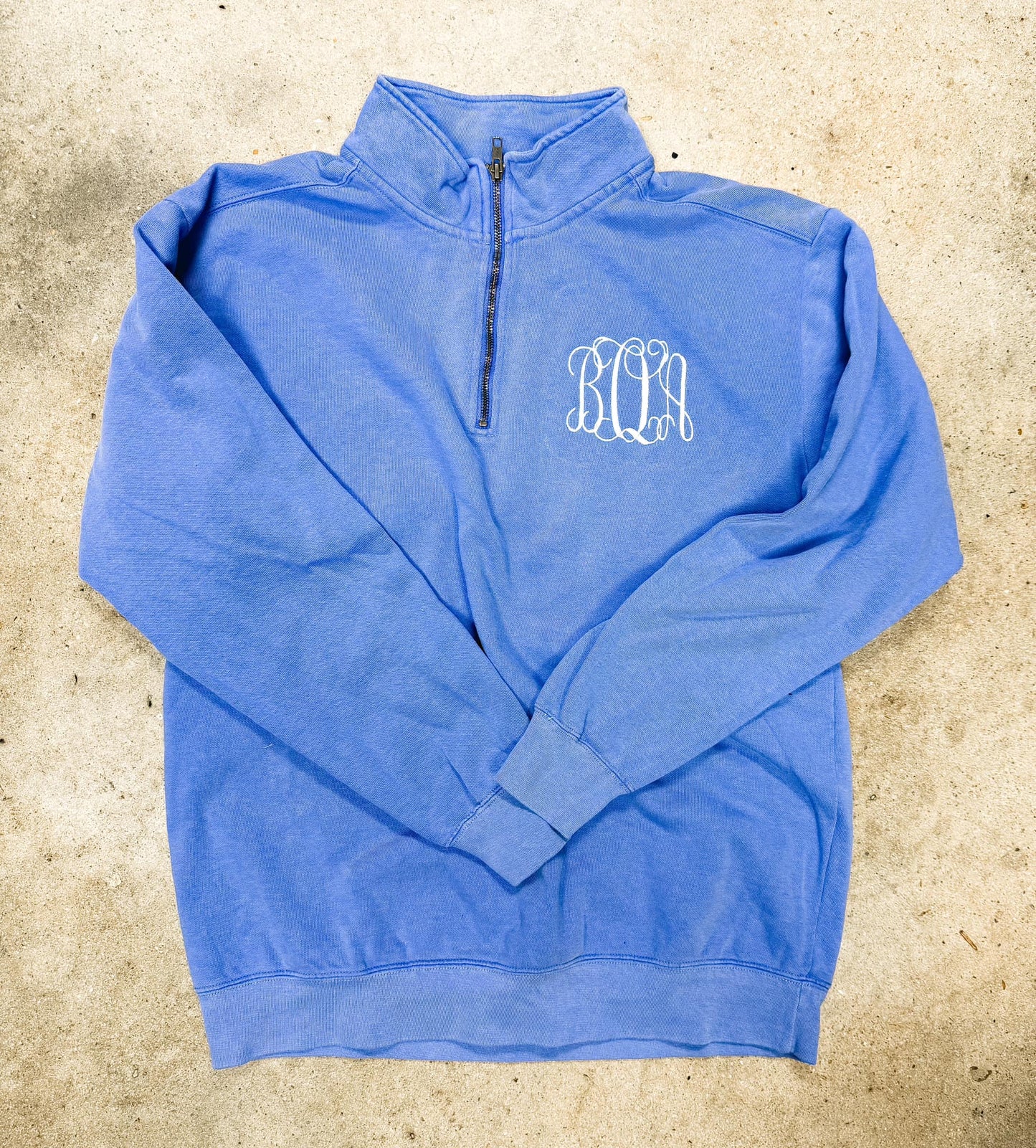 Monogramed Quarter Zip Pullover- Pre Order