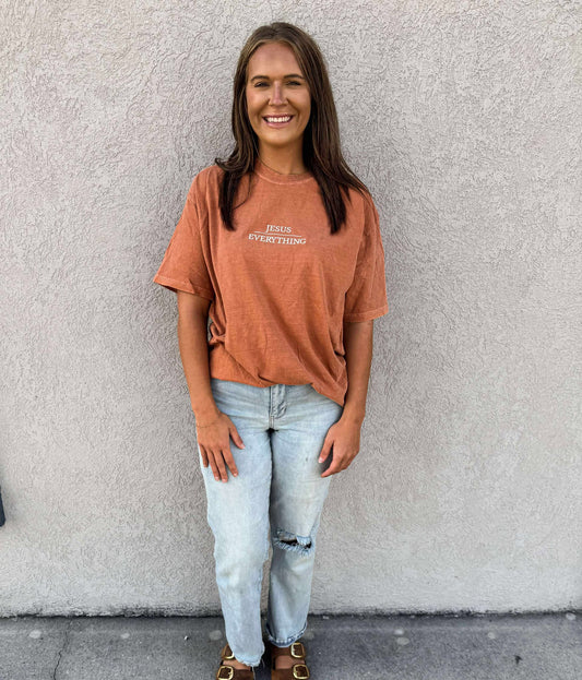 Jesus Over Everything Tee- Embroidered
