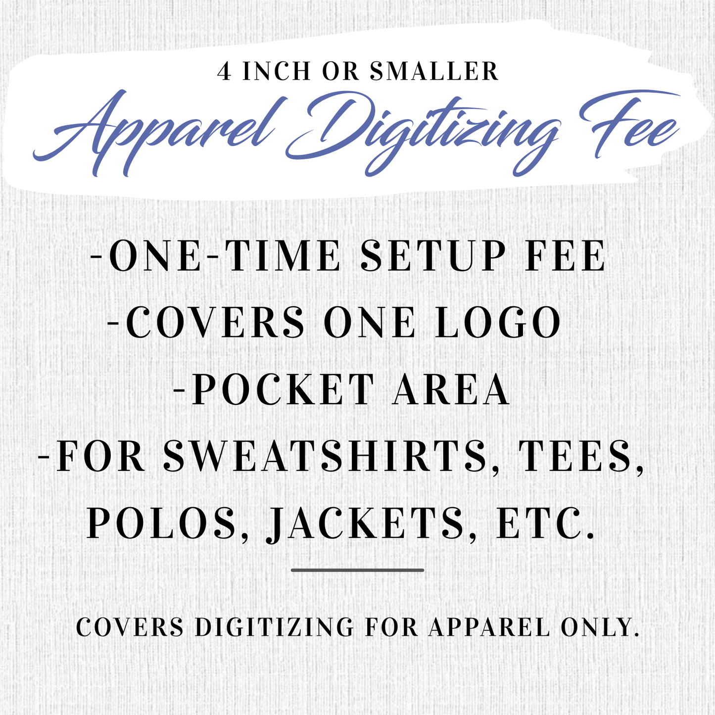 Apparel Digitizing Fee- Pocket Area