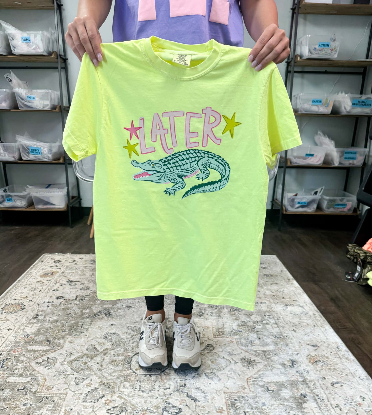 Later Gator After While Crocodile Tee - Adult Sizes- Neon Lime