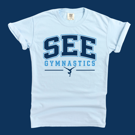 SEE Tee- Chambray -Faux Glitter