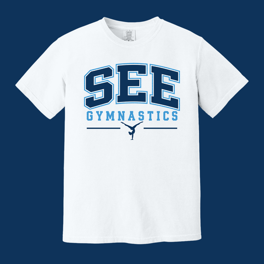 SEE Tee- White -Faux Glitter